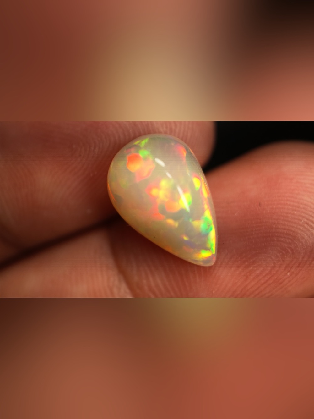 4.20 Ct Natural Ethiopian Opal Pear Shape Cabochon 14.71x9.46mm Loose Gemstone